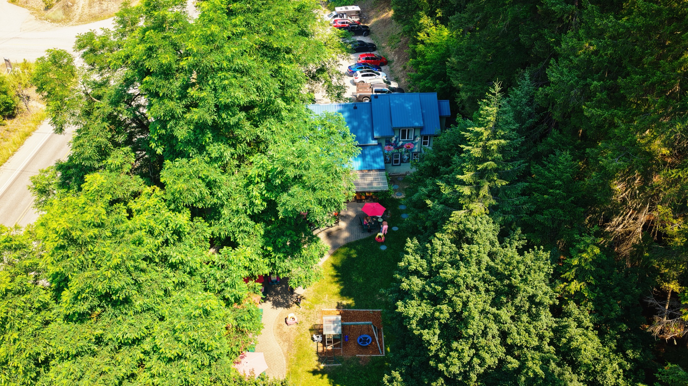 Aerial view of the Frog Peak guesthouse upper level